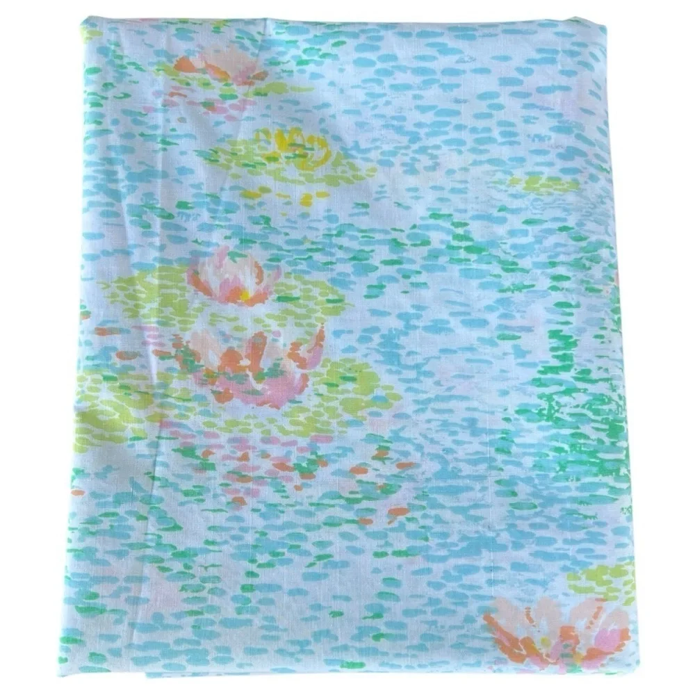 Vintage Springmaid Monet Water Lilies Flat Sheet 83x99 Colorful GUC